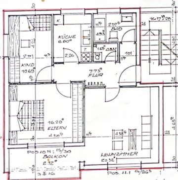 Vermietete 3- Zimmer- Wohnung im 1.OG in Adendorf - Grundriss (19552)