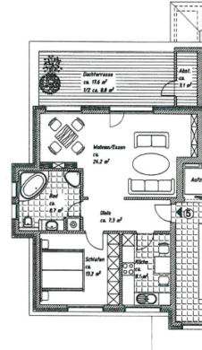 Attraktive Kapitalanlage in gefragter Lage von Reppenstedt – moderne 2-Zimmer-ETW mit Dachterrasse - Grundriss (25844)