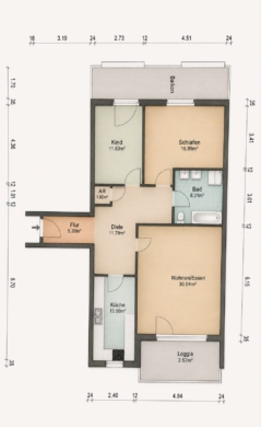 Bezugsfreie 3-Zimmer-Eigentumswohnung mit Tiefgaragenstellplatz in begehrter Lage von Adendorf - Grundriss (26250)