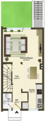 Familienfreundliches Mittelreihenhaus in Reppenstedt- 89 m² mit 5 Zimmern - Erdgeschoss (23054)