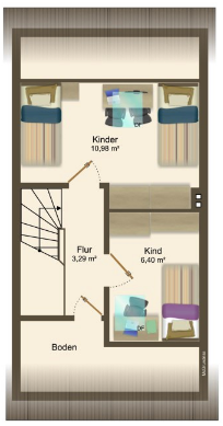 Familienfreundliches Mittelreihenhaus in Reppenstedt- 89 m² mit 5 Zimmern - Dachgeschoss (23056)