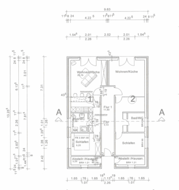 Bungalow mit 2 Einheiten und 90 m² Wohnfläche- vollvermietetes Anlageobjekt - Grundriss (16811)