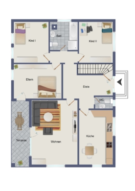 Familienfreundlicher Bungalow am Feldrand von Reppenstedt - 127 m² mit großem Keller - Grundriss Erdgeschoss (16387)